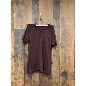 Lululemon Men’s Metal Vent Short Sleeve Shirt Red Black Small EUC